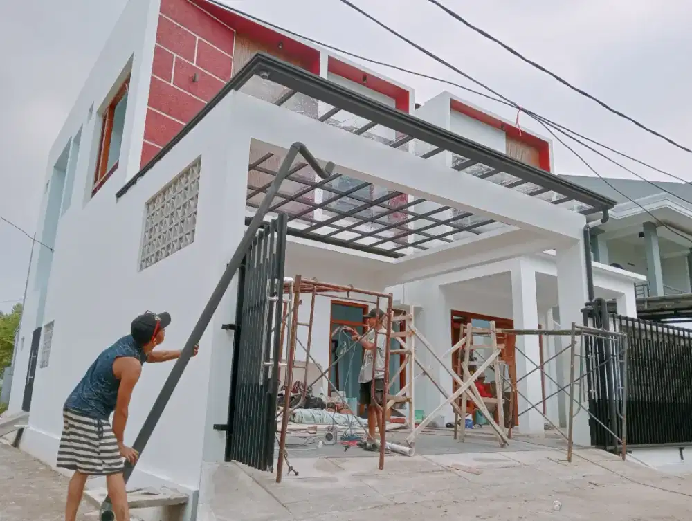 $59 kanopi transparan modern lengkap talang air plat dan profil