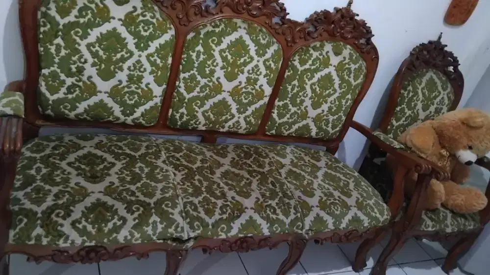 Jati murah antik ukir Kursi Tamu Set + Lemari