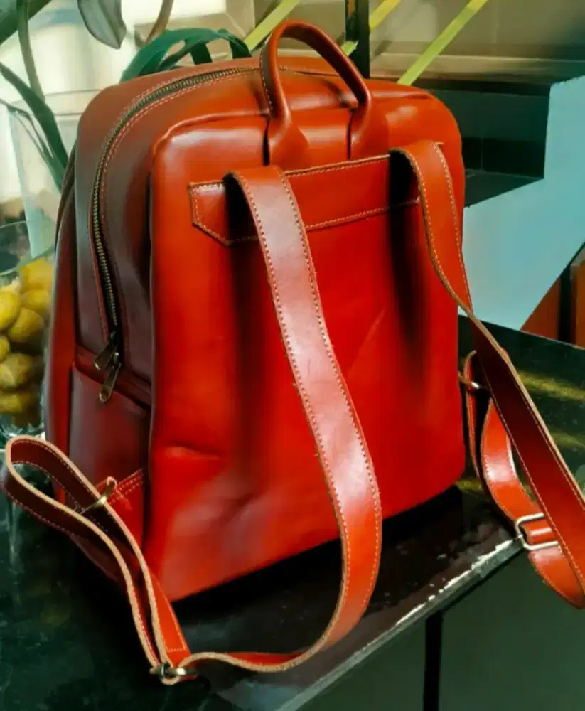 Tas Ransel Kulit Sapi Asli, Ukuran Besar, Buatan Vietnam