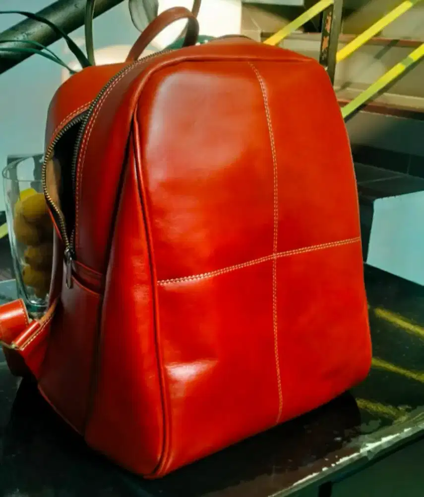 Tas Ransel Kulit Sapi Asli, Ukuran Besar, Buatan Vietnam