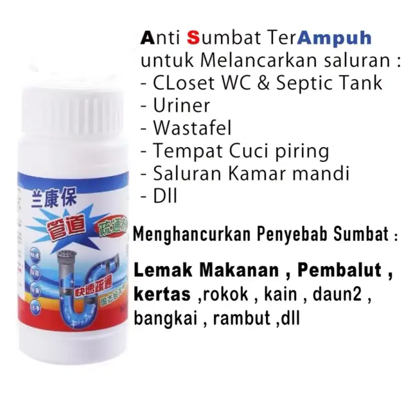 Serbuk Bubuk Anti Sumbat Wastafel Closet Pipa Dll