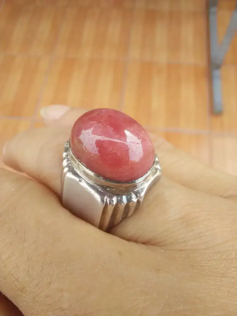 Akik red Borneo ring perak