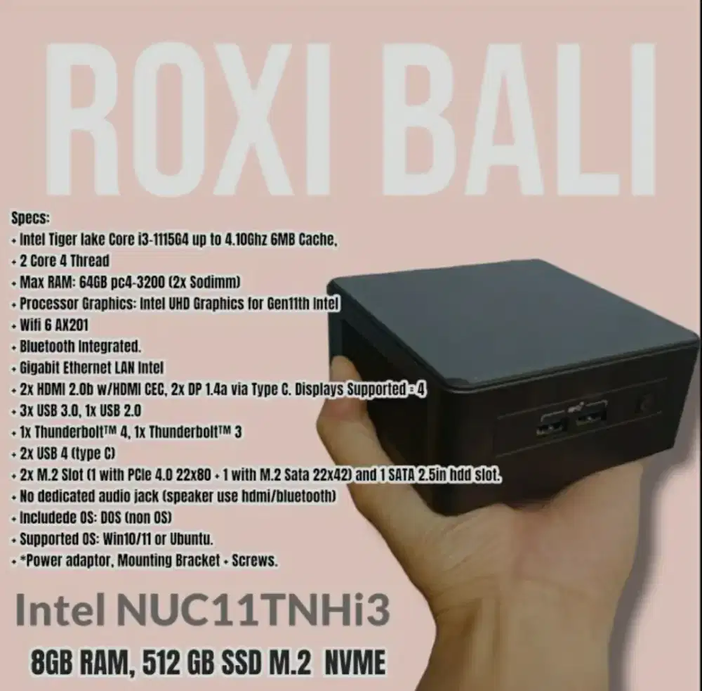 Intel Nuc Mini Pc NUC11TNHi3 PRO Kit 8GB | SSD NVME 512GB