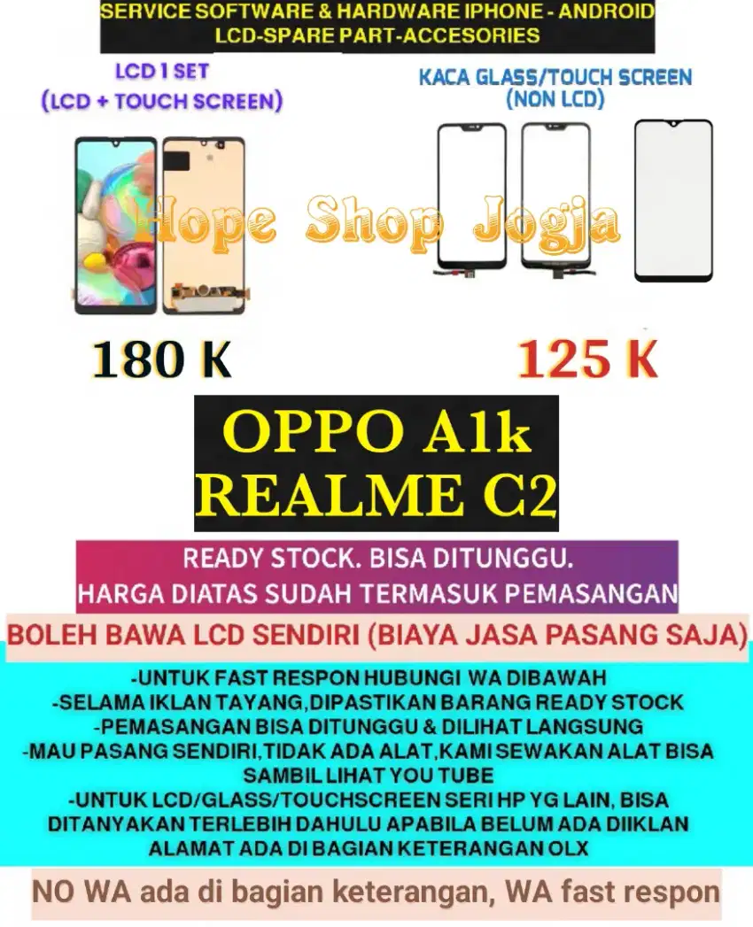 Service HP-Baterai-Touchscreen-LCD OPPO A1k-REALME C2