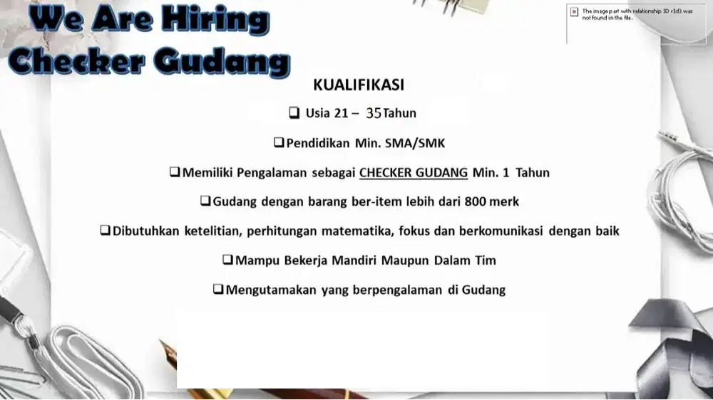 MEMBUKA LOWONGAN CHECKER GUDANG