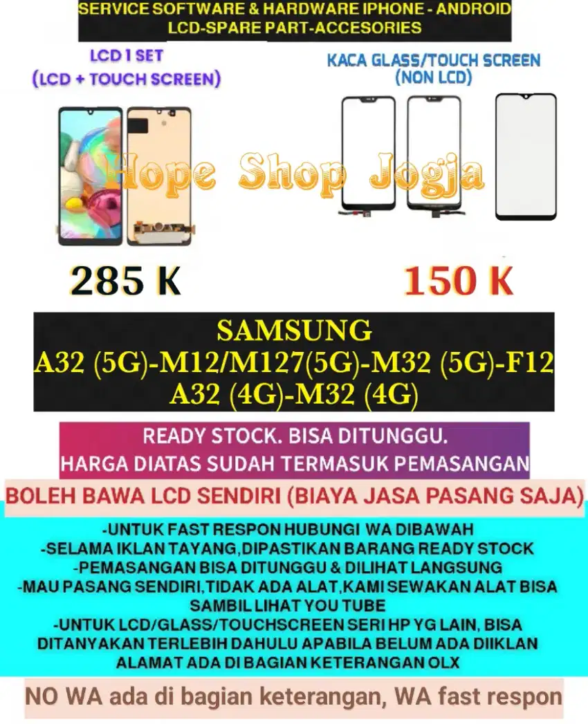 Service HP-Baterai-Touchscreen/LCD SAMSUNG A32 (5G)-M12 (5G)-M32 (5G)