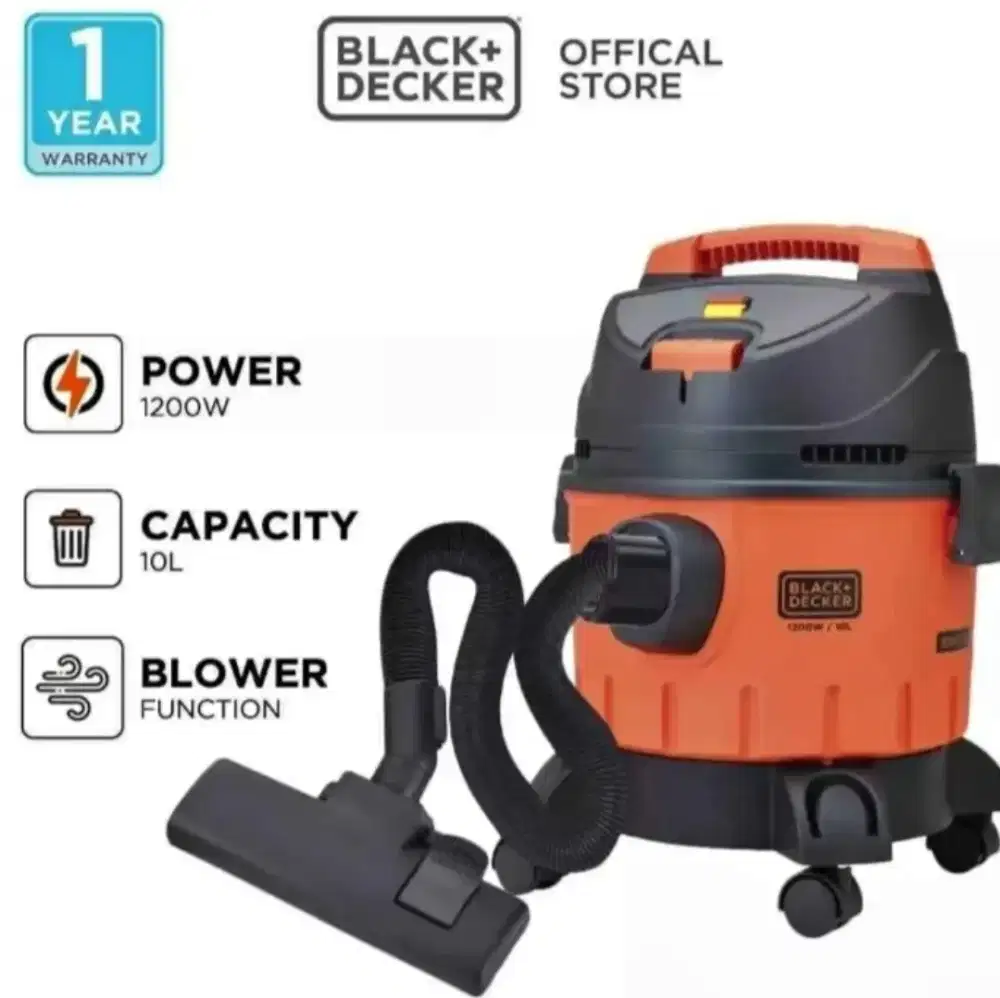 Black+Decker Vacuum Cleaner Wet & Dry 10L [BDWD10-B1]