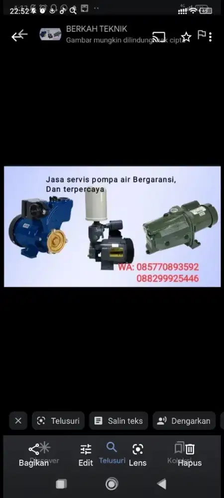 JASA SERVIS POMPA AIR PANGGILAN