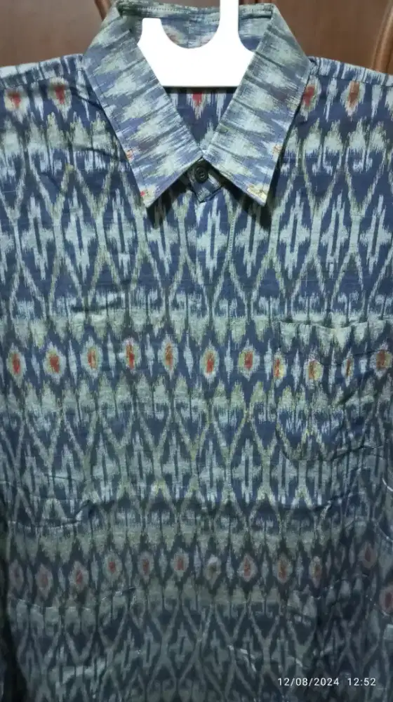 Baju Batik Lengan Panjang Motif Clasik, Hand Made, Biru Navy, Size L