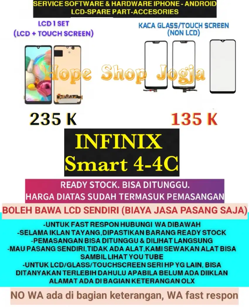 Service HP-Ganti Touchscreen-Baterai-LCD Infinix Smart 4-Smart 4C