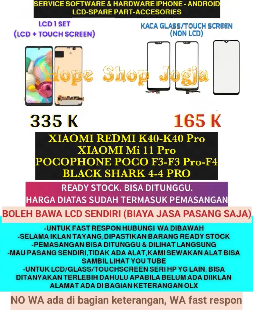 Service HP-Ganti Touchscreen/Baterai-LCD POCOPHONE POCO F3-F3 Pro-F4