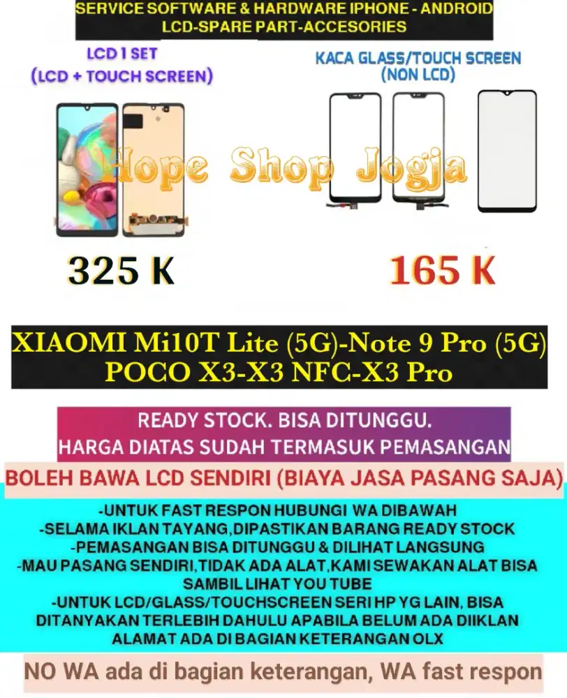 Touchscreen/Baterai/LCD XIAOMI Mi10T Lite (5G)/Redmi Note 9 Pro (5G)