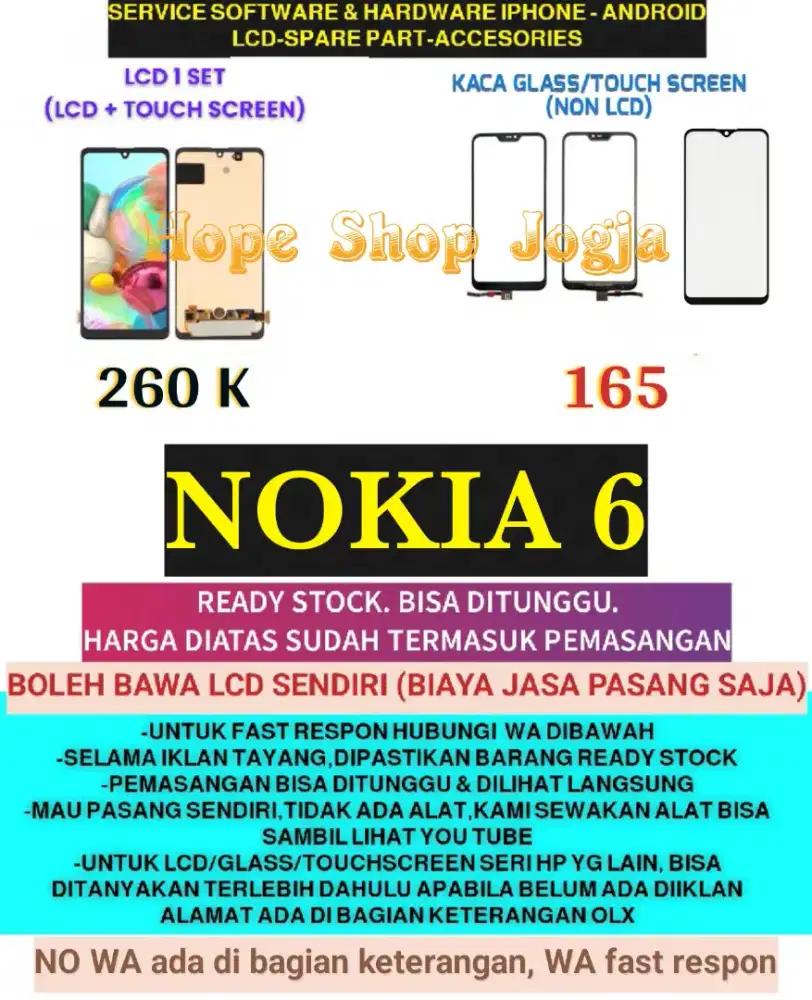 Service HP-Ganti Touchscreen-Baterai-LCD NOKIA 6