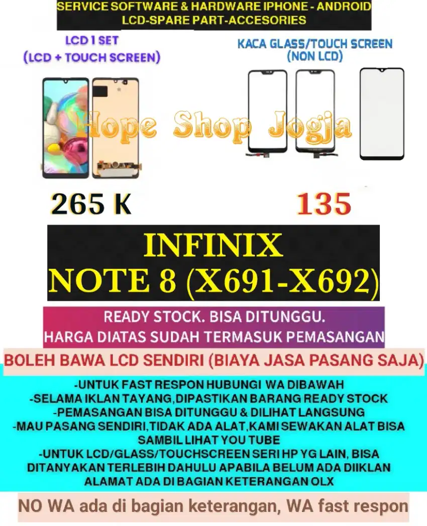 Service HP-Ganti Touchscreen-Baterai/LCD INFINIX NOTE 8 (X691-X692)