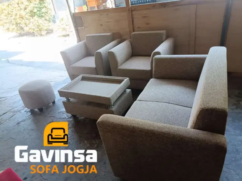 Sofa Premium Tulip 2-1-1 Meja , Bahan Viena , Garansi 2 Tahun