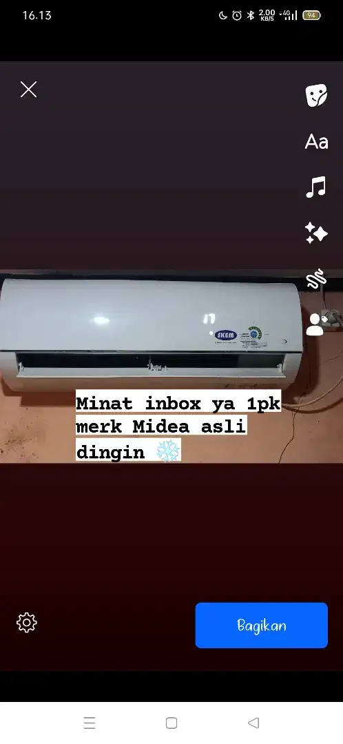 MERK MIDEA AC 1 PK PEMAKAIAN PRIBADI