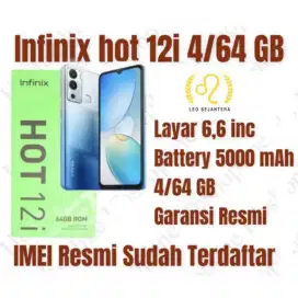 Infinix ram 4gb 64GB Batere 5.000 hot 12i baru IMEI ok garansi 1 thn