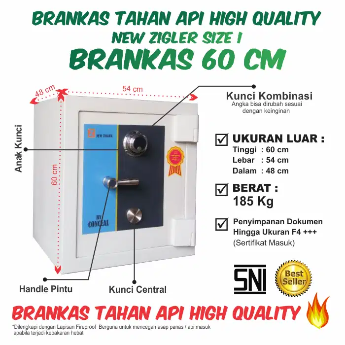 Brankas Tahan Api NEW ZIGLER sz I (Baru Langsung Pabrik)