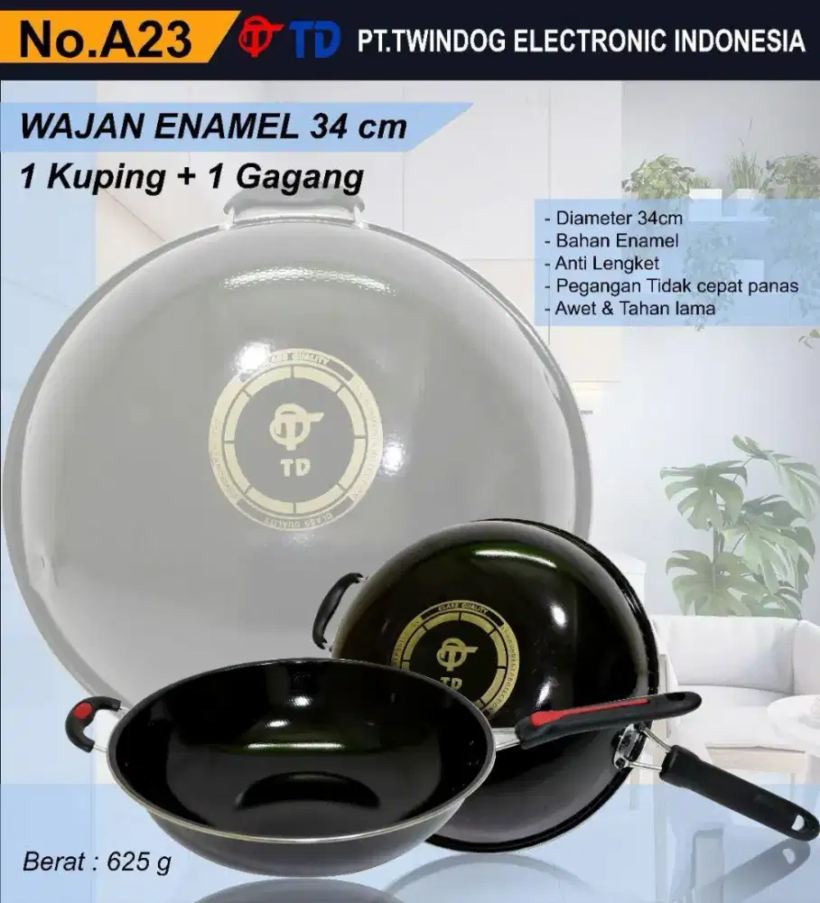 Wajan Enamel 34cm (1 Gagang + 1 Kuping)