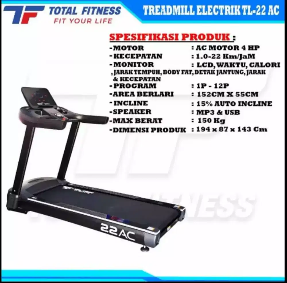 Treadmill elektrik Tl 22 AC big Treadmil
