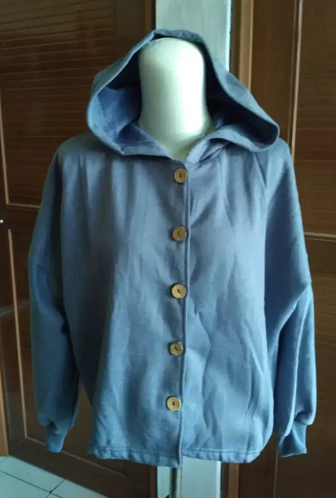 jaket hoodie cewek warna abu