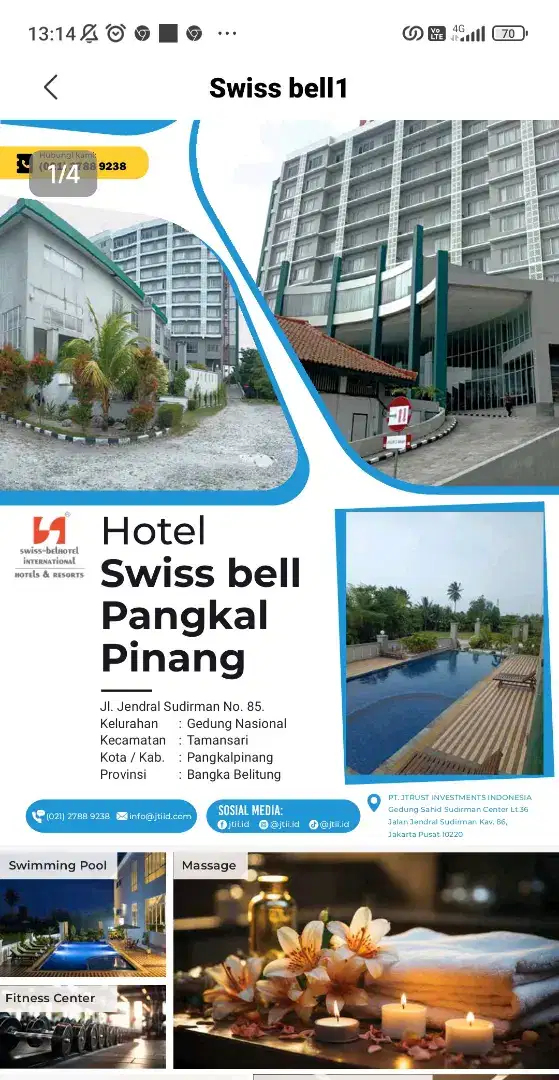 Jual cepat hotel SWISS BELL pangkal pinang