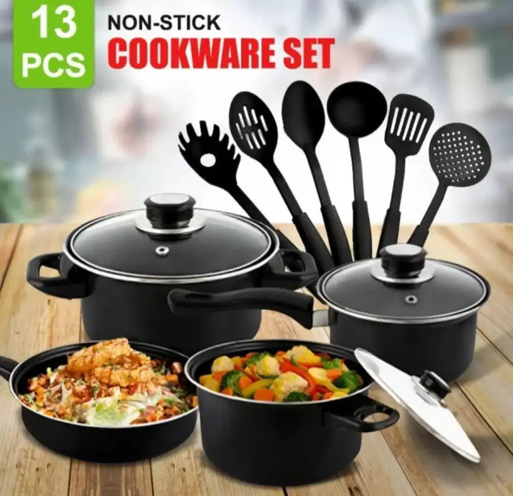 Panci Set 13 in 1 Alat Masak Dapur Cookware Set Subron SQRS Murmer