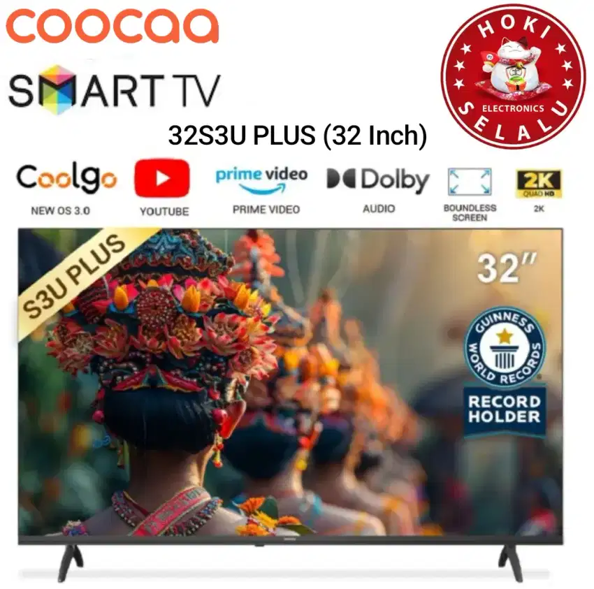 Coocaa Smart LED TV 32 Inch 32S3U Plus 32S3U+ Coolita 3.0 2K LED Dolby