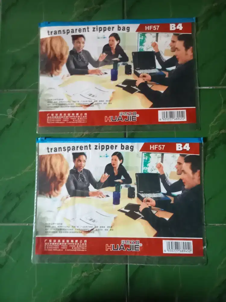 2 TRANSPARAN ZIPPER BAG BARU UKURAN B4 BESAR