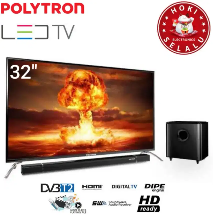 Polytron LED Digital TV 32 Inch PLD 32BV1558 Cinema Soundbar Subwoofer