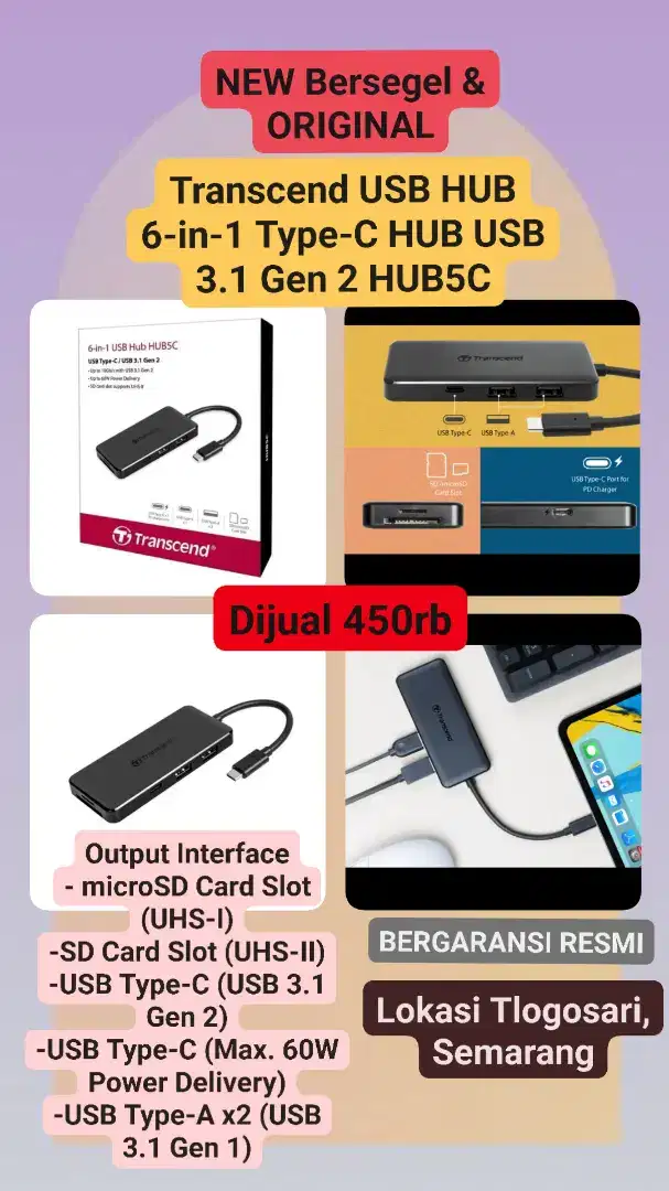 Transcend USB HUB 6-in-1 Type-C HUB USB 3.1 Gen 2 HUB5C