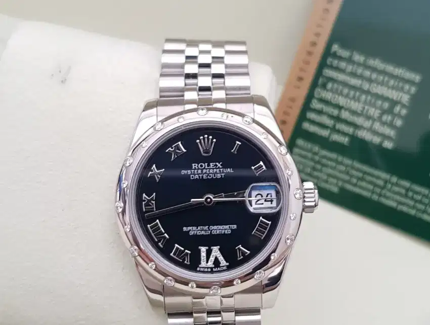ROLEX DATEJUST 31 MEDIUM SIZE DOMED SET 24 PCS DIAMOND BEZEL