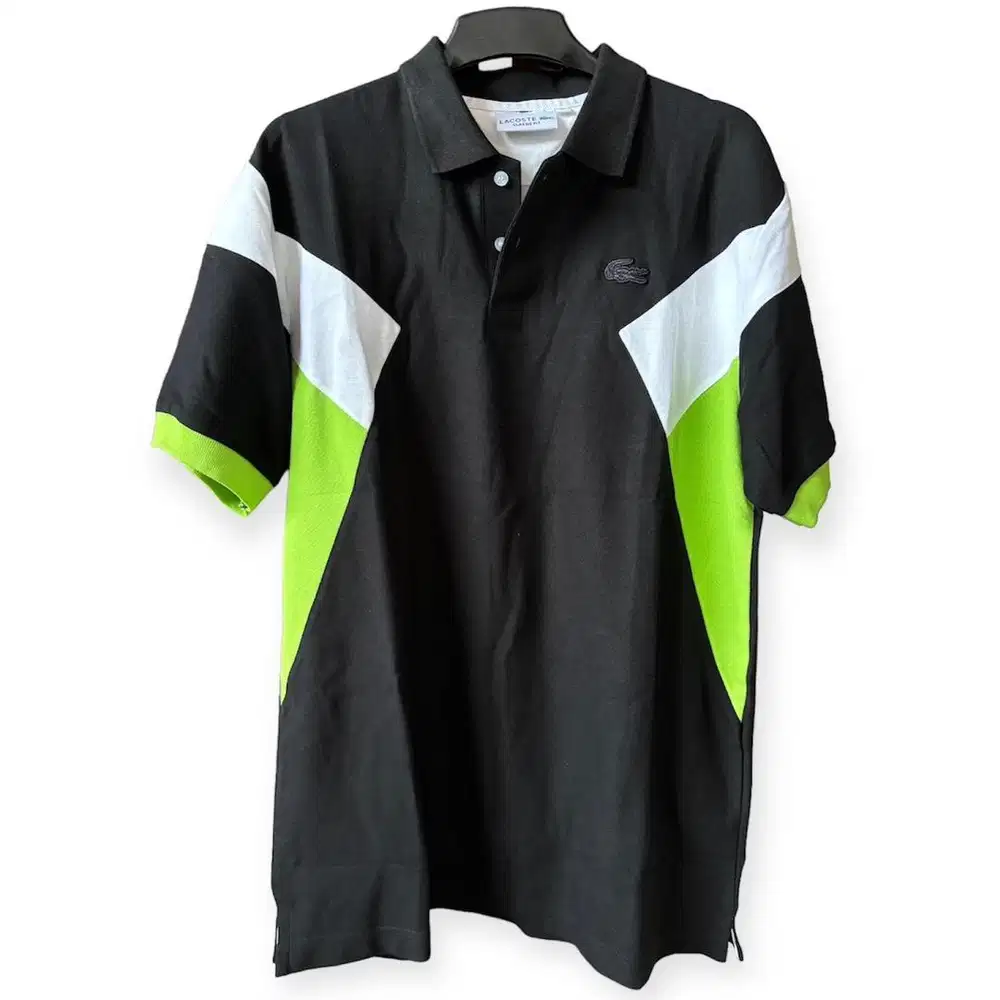 Kaos polo shirt 3 tones hitam xl La*ost*