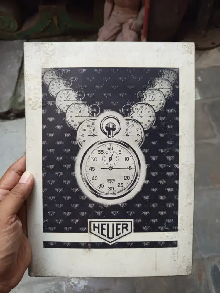 Iklan Standing Antik Stopwatch Heuer made in Switzerland thn 1950an