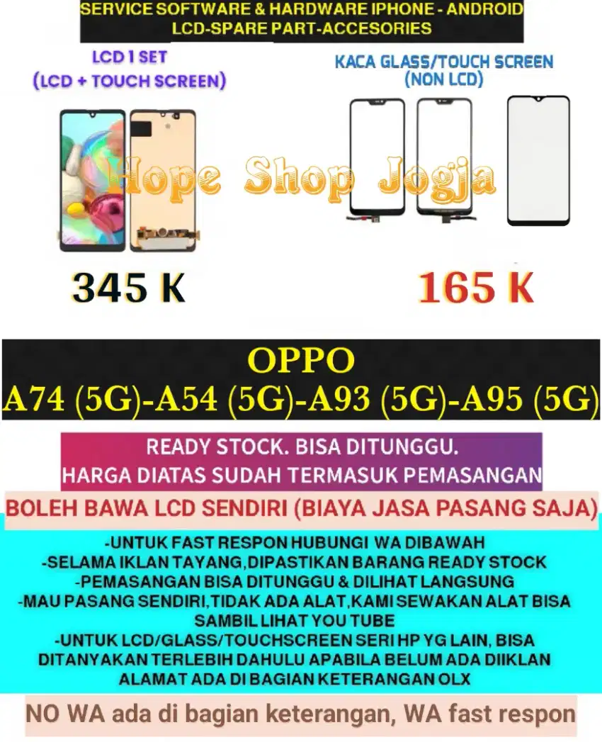 Touchscreen-Baterai-LCD OPPO
A74 (5G)-A54 (5G)-A93 (5G)-A95 (5G)