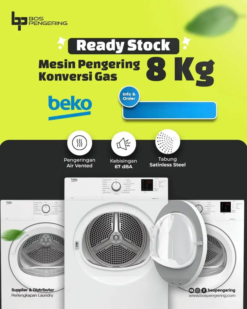 Mesin Pengering Konversi Gas Beko Dryer Pakaian Laundry