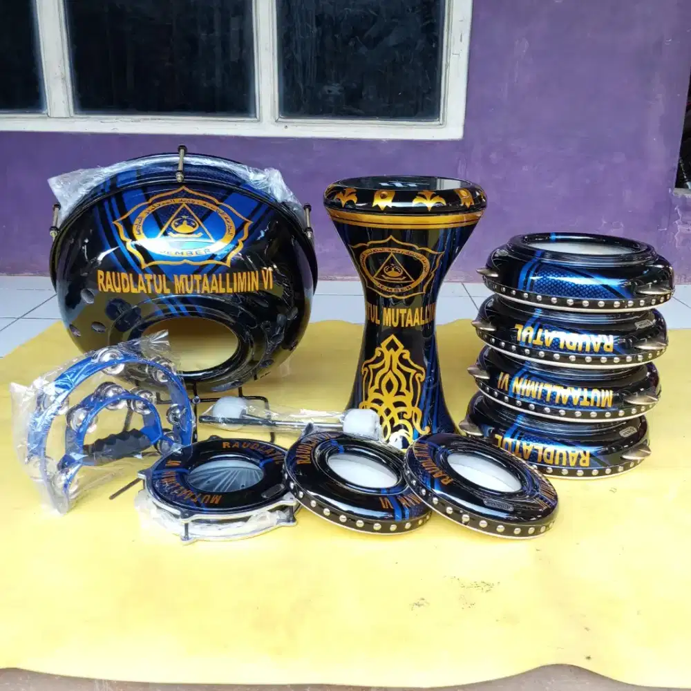 REBANA HADROH 1 PAKET POLOS BAHAN KAYU MAHUNI