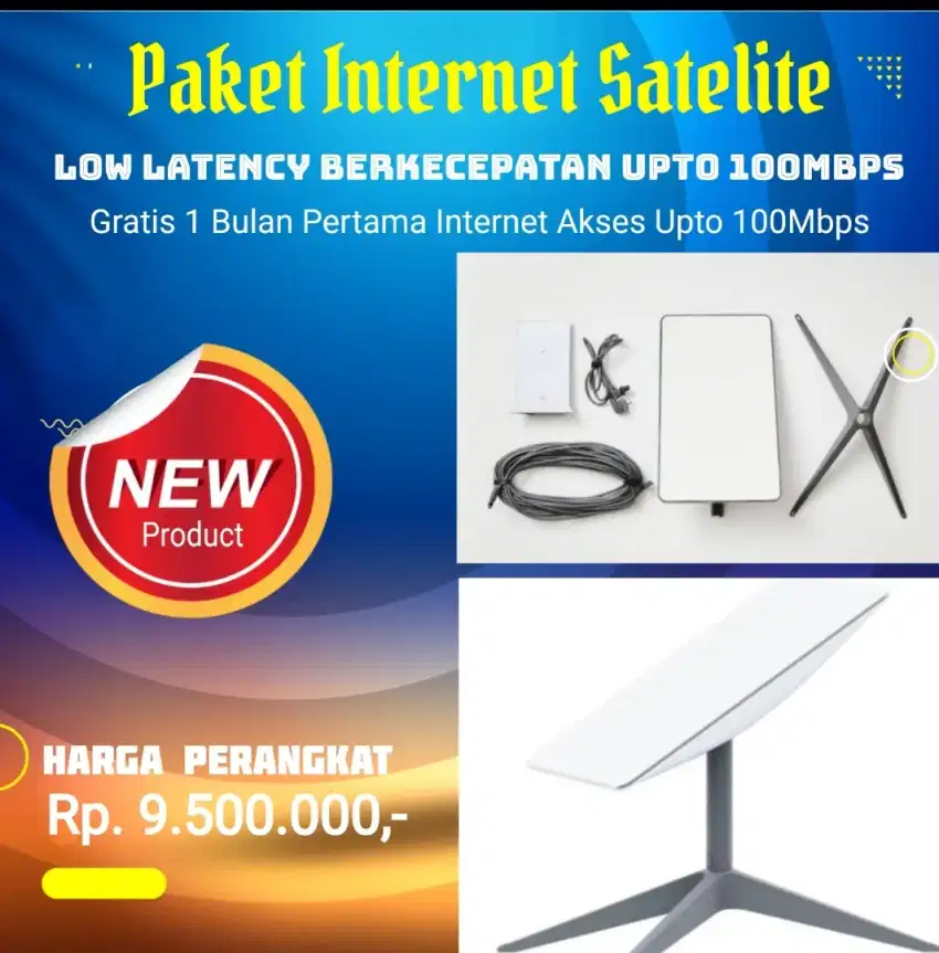 Paket perangkat internet satelite low latency free 1 bulan internet