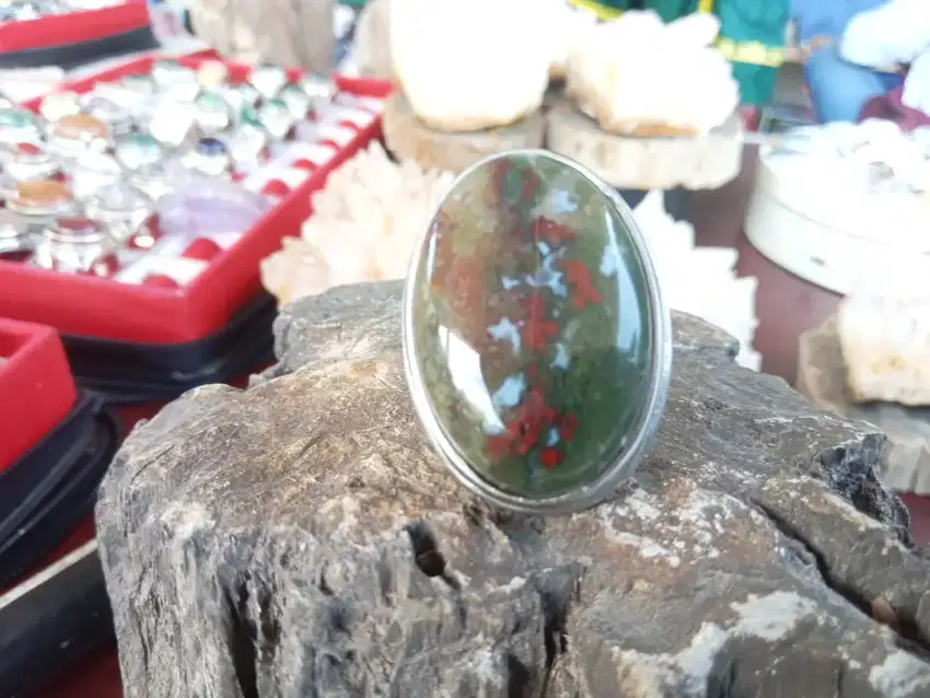 Cincin batu akik lumut atau moss agate #1