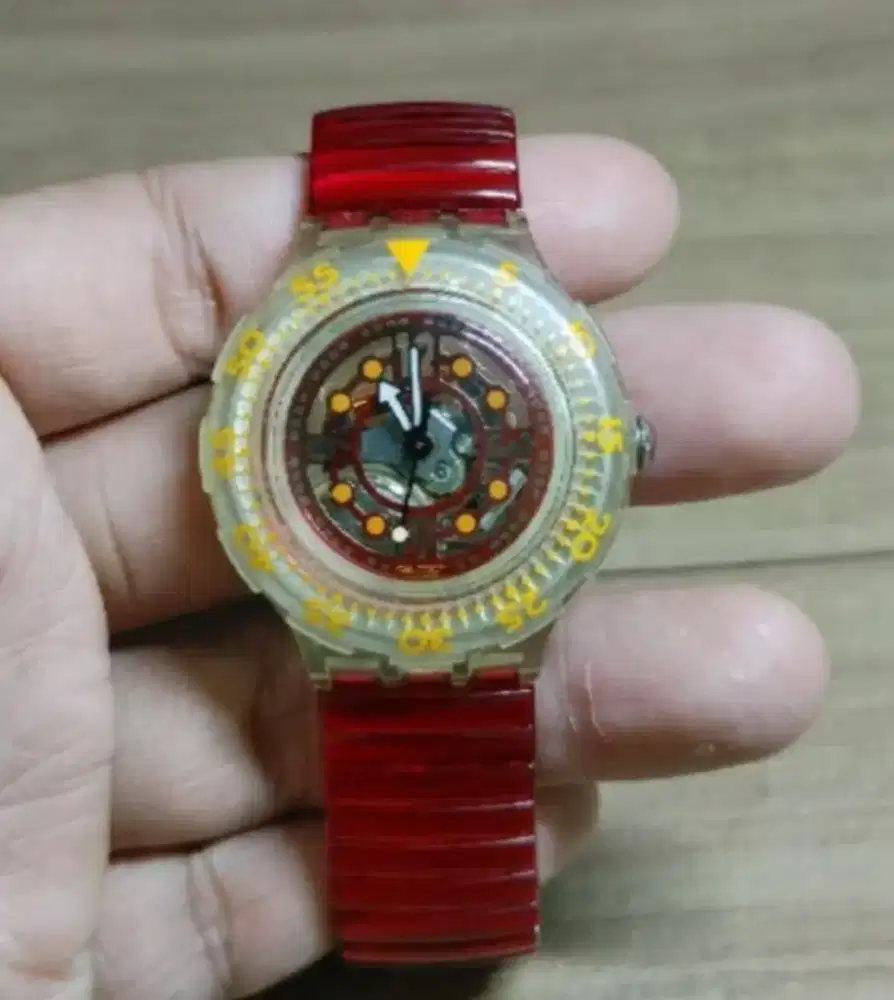 Jam Tangan Swatch Red Marine Second Original