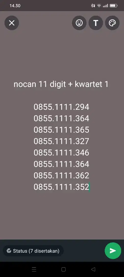 Nocan Indosat 11 digit & kwartet 1