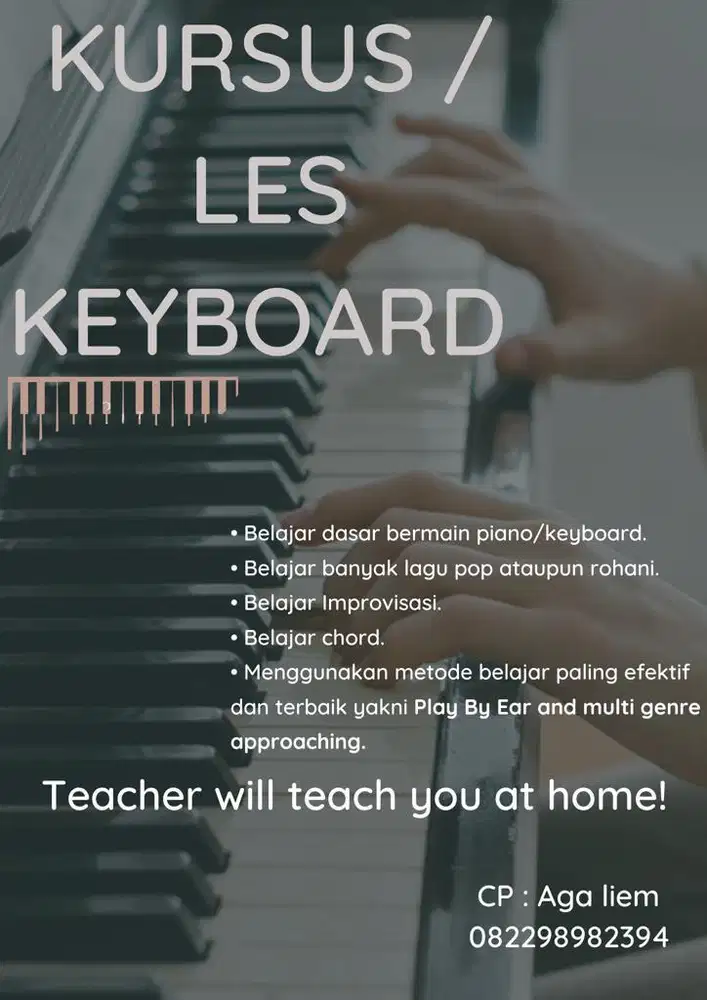 Menerima kursus musik piano keyboard gitar