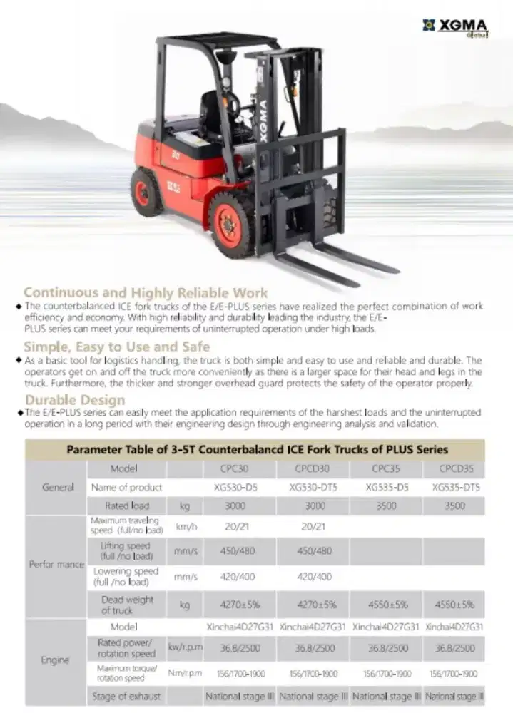 Forklift XGMA 3 ton & 3.5 ton harga murah