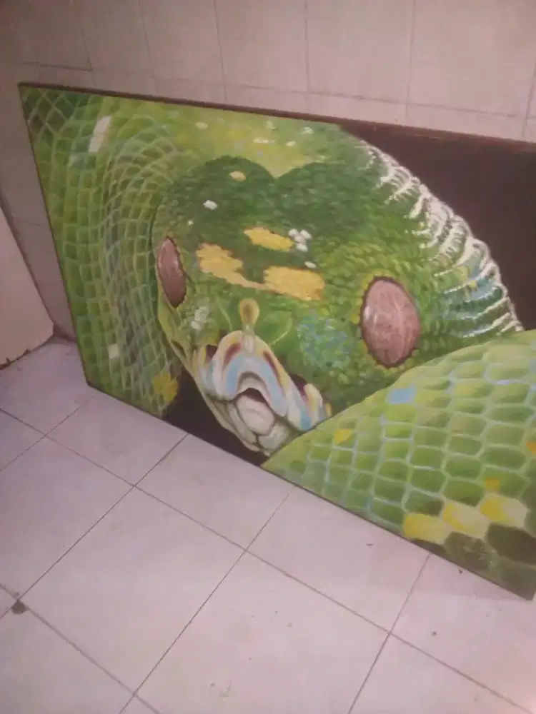Lukisan kepala ular  ukuran 95x150 cm