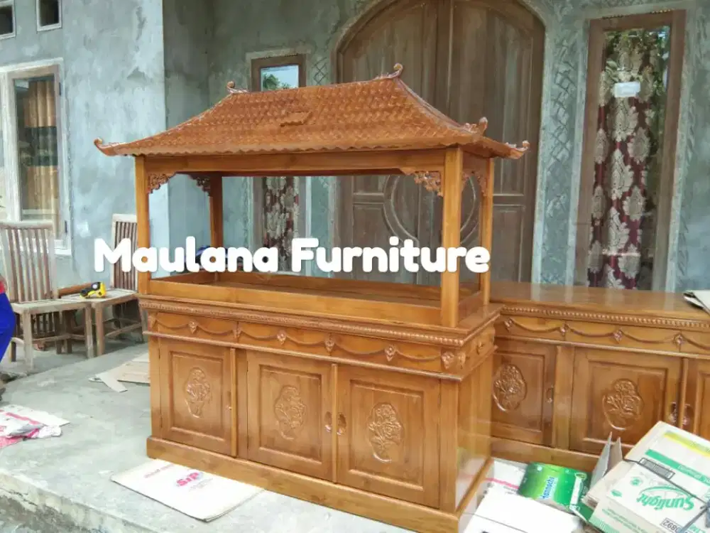 Meja bufet aquarium jati