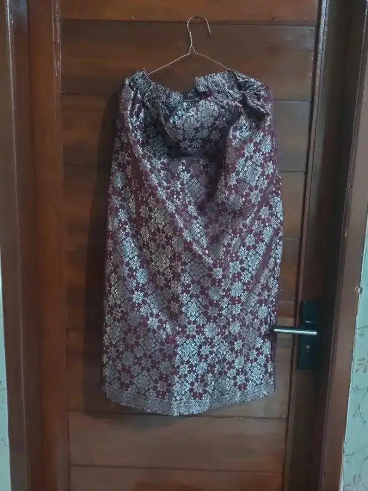 Rok span motif songket merah maroon size xxl