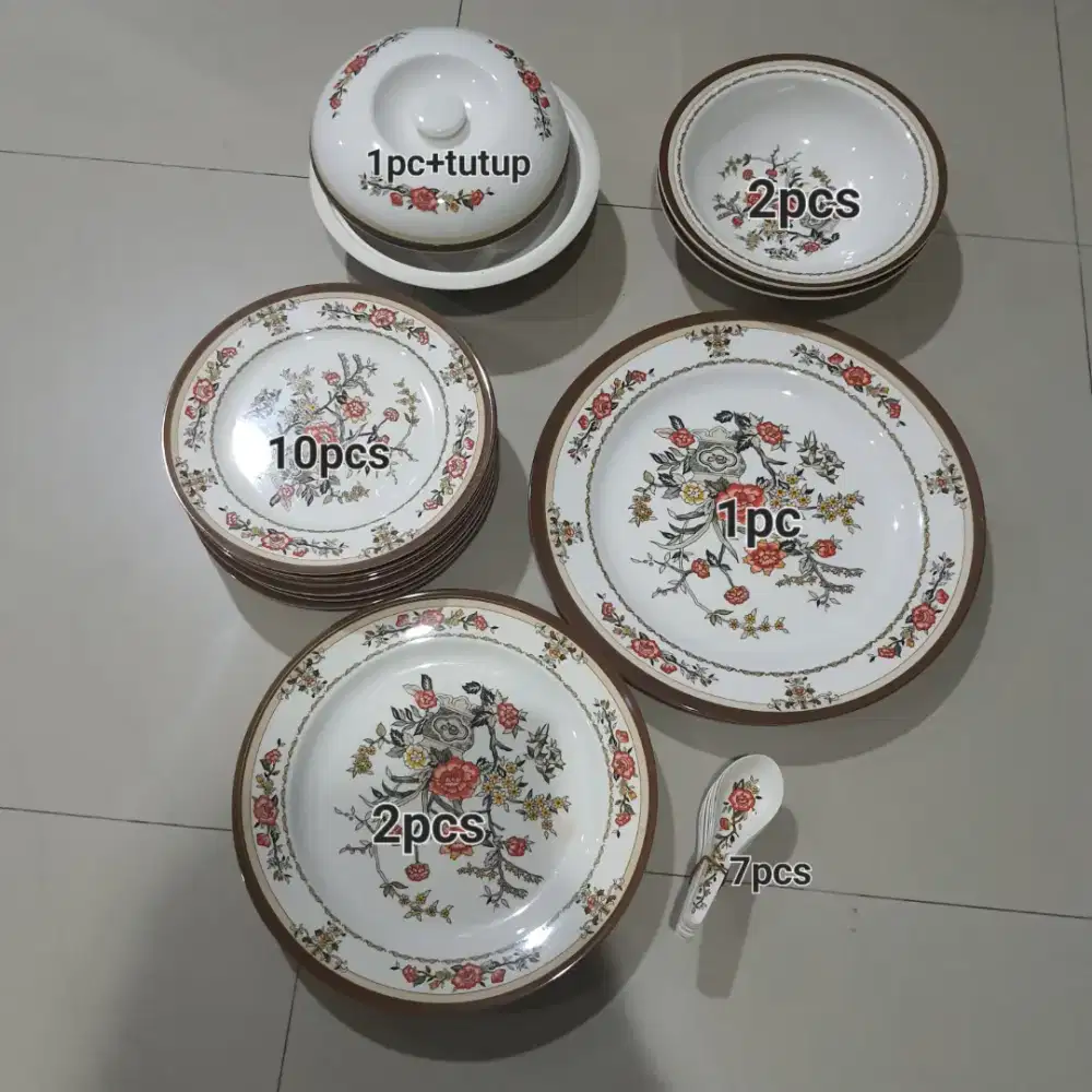 Set 24pcs piring mangkok melanin