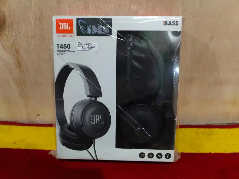 Headphone Kabel JBL T450 Black Resmi IMS Baru