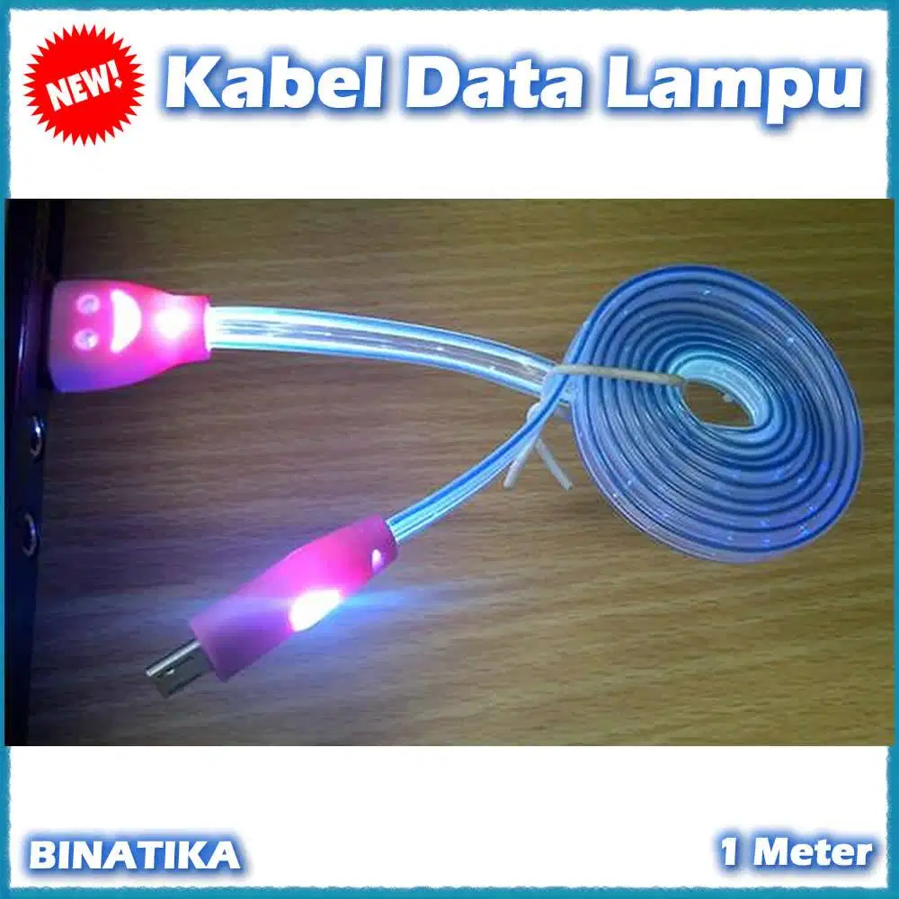 Kabel Data MicroUSB Transparan Full Lampu 1 Meter