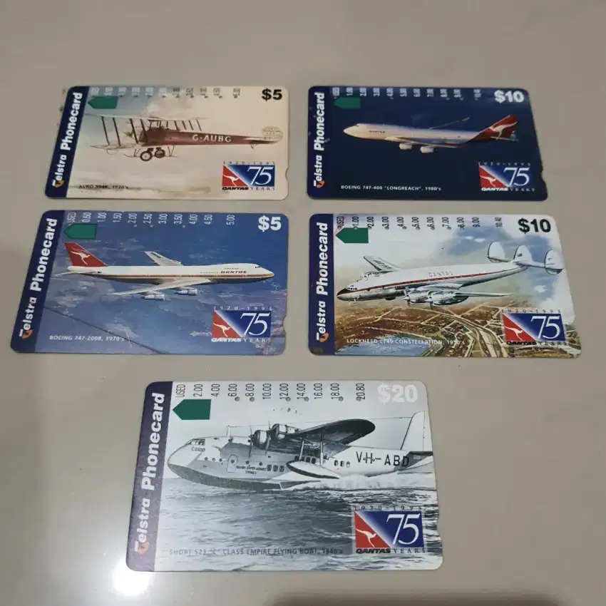 Kartu telepon jadul kuno Australia Qantas